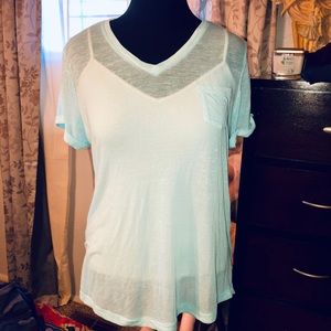 Ladies PL sheer Aqua blouse Style & Co. Macy’s